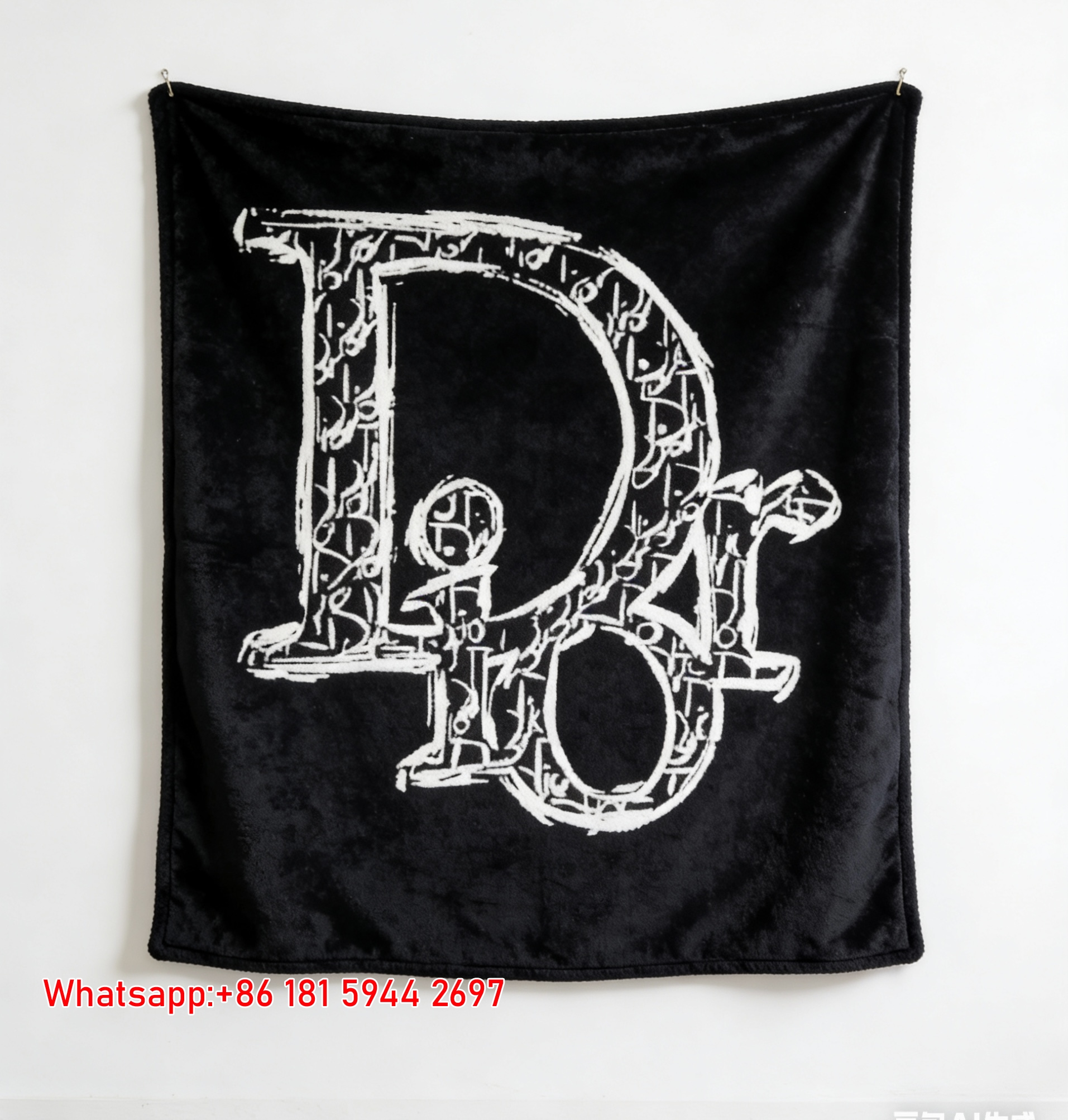Dior Sketch Logo Flannel Sofa Throw Blanket D349